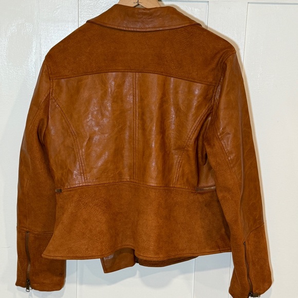 Anthropology Faux Brown Petite Large Leather and Suede Jacket - Picture 6 of 11
